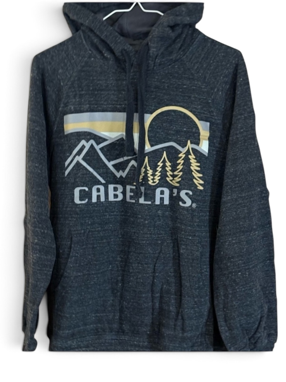 Cabela's Gray Fleece Lined Athletic Logo Pullover Hoodie Sweatshirt